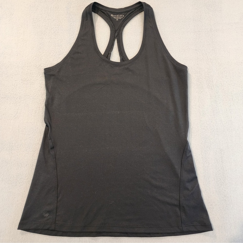 Athleta Black Racerback Athletic Tank Top Women's Medium Yoga Gym Activewear Str